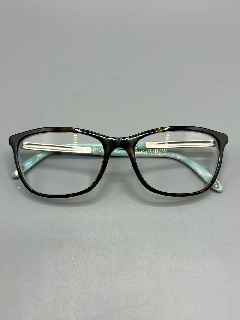 Tiffany & Co. Women’s Eyeglasses Brown Tortoise Tiffany Blue Crystal Frames